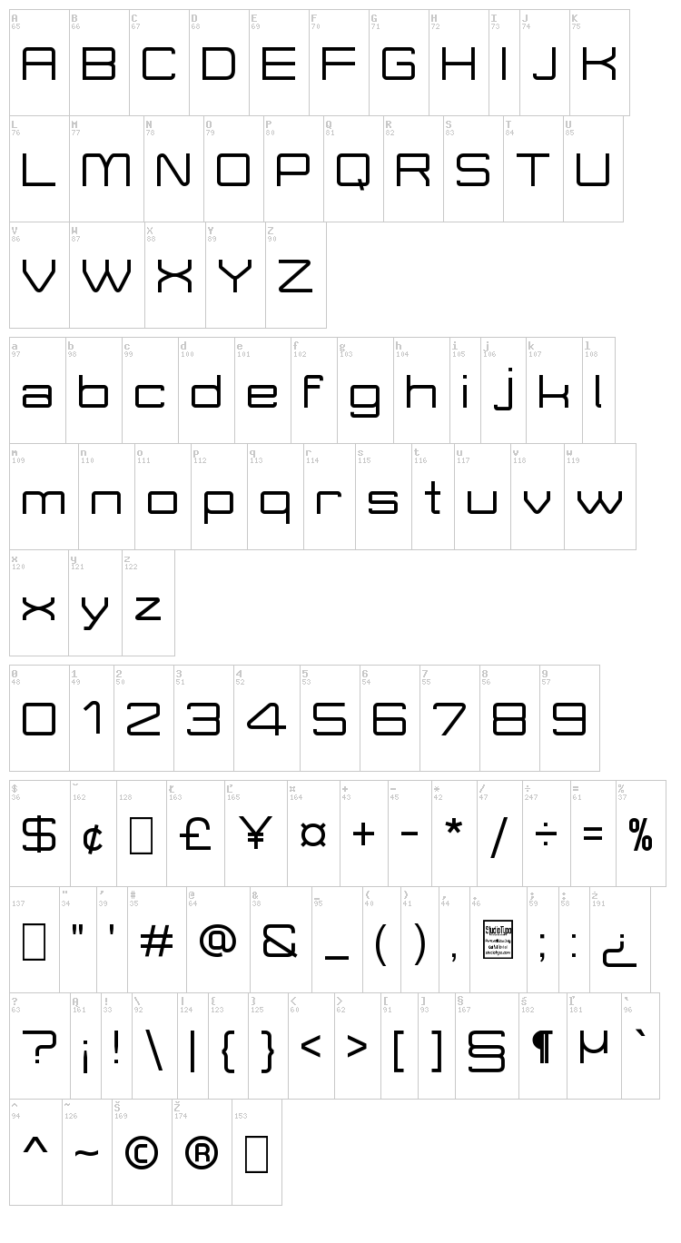 Move-X font map